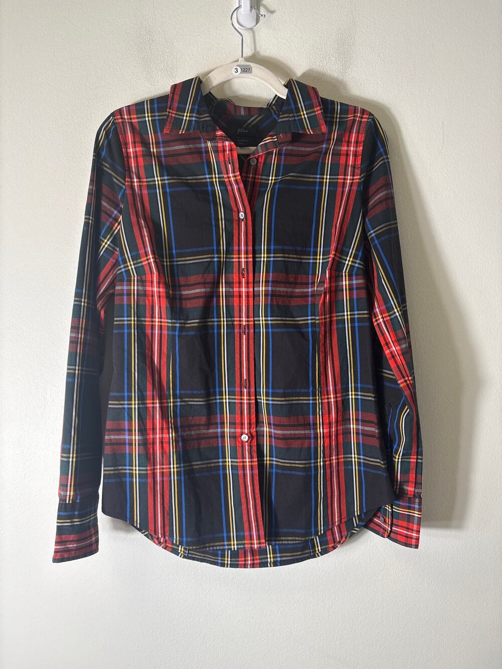 J. Crew Red Plaid Long Sleeve Cotton Button Up Shirt Sz 8T